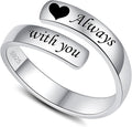 Adjustable Hope Rings 925 Sterling Silver Always with you Ring Inspirational Jewelry Encouragement Gifts for Women