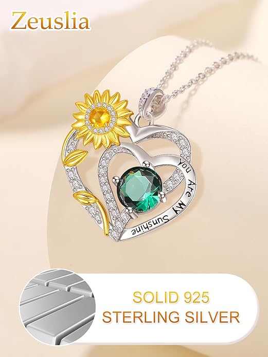 Valentine's Day Gifts for Wife 925 Sterling Silver Double Birthstone Pendant Necklaces I Love You for Always and Forever Necklace Anniversary Birthday Gifts for Wife Girlfriend Mom Her