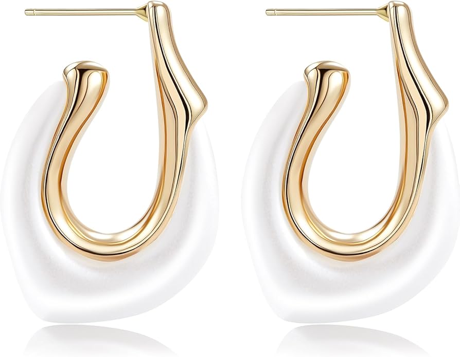 Acrylic Hoop Earrings Chunky Huggie Statement Vintage Earrings Cute Resin Drop Earring Trendy Jewelry Gifts for Women