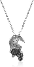 Retro Alloy Gothic Half-Face Skull Necklace Punk Rock Steampunk Skeleton Pendant Chain Vintage Gothic Jewelry for Men Women