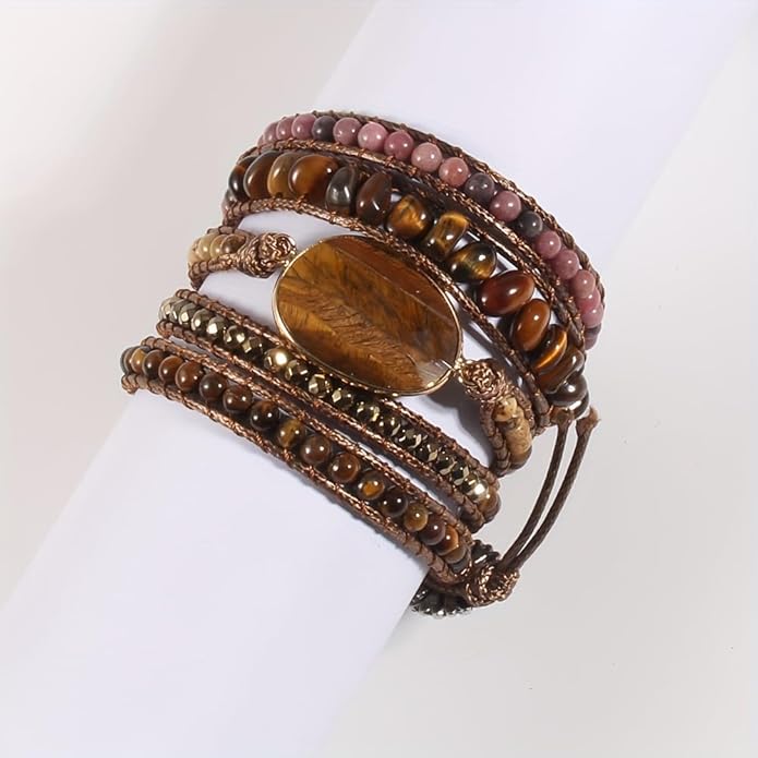ZOSOJONA Women Wrap Bracelets Boho Natural Stone Jasper Turquoises Strand Bracelet Jewelry Collection