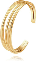 POTESSA 18K Gold Plated Cuff Bracelets Adjustable Dainty Bangle Handemade Jewelry for Women