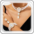 Brishow Pearl Choker Necklaces Set Green Crystal Bridal Jewelry Sets for Wedding Layered Pearl Costume Jewelry Bracelets Set for Women