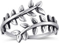 Adjustable Leaf Ring Silver Adjustable Rings for Women & Men Vintage Thumb Ring with Branch Leaves Vine Wrap Open Rings Statement Jewelry Gifts Unisex Size 5-9