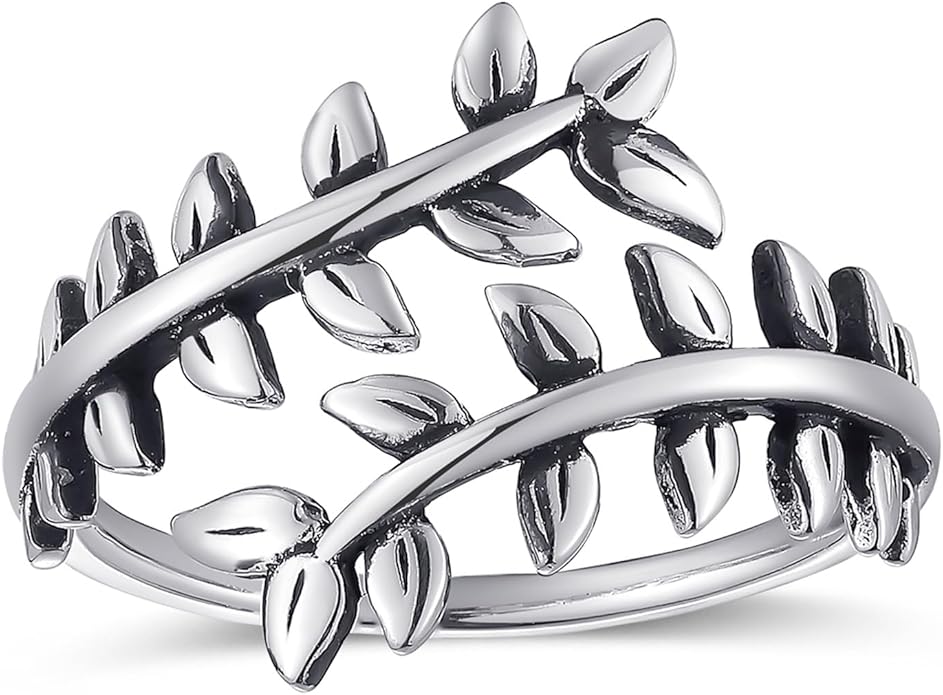 Adjustable Leaf Ring Silver Adjustable Rings for Women & Men Vintage Thumb Ring with Branch Leaves Vine Wrap Open Rings Statement Jewelry Gifts Unisex Size 5-9