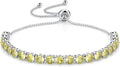 SUNFEEL Birthstone Bracelet Jewelry for Women Sterling Silver with Gold Plated Tennis Bracelet Classic Bolo Adjustable Chain Anniversary Birthday Gifts for Women Mom Wife Her