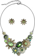 Chunky Statement Jewelry Set Vintage Retro Leaf Flower Floral Geometric Bohemian Boho Bib Necklace Earring Set Fashion Costume Jewelry for Women Girls Wedding Party Prom Unique Gift