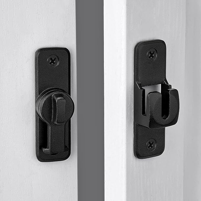 3 Pcs Matte Black 90/180 Degree Flip Latch, Zinc Alloy Barn Door Latch | Right - Image 6