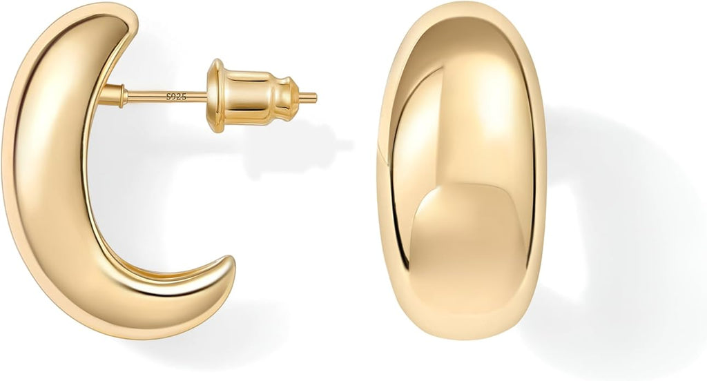 Gacimy Chunky Earrings for Women, Teardrop Earrings with 925 Sterling Silver Post, 14K Gold Plated Statement Drop for Women