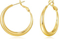 EXGOX Sterling Silver Hoop Earrings - Hypoallergenic, Lightweight, Chunky, 14K Real Gold Plated, Big Large Hoops for Women