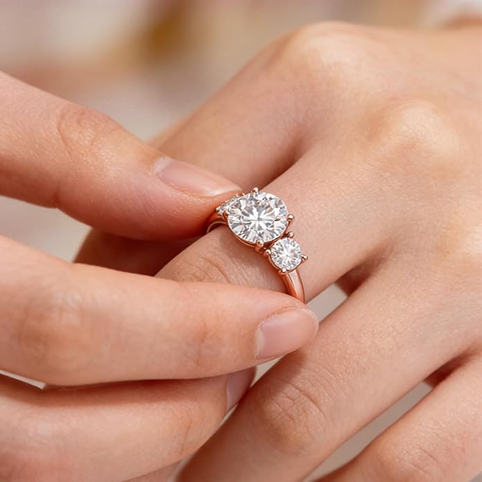 Engagement Rings for Women, Wedding Band for Women，Brilliant D Color VVS1 Clarity Lab Created Rings 14K White Gold Vermeil Ring for Women Jewelry Gifts Adjustable Ring 4-10