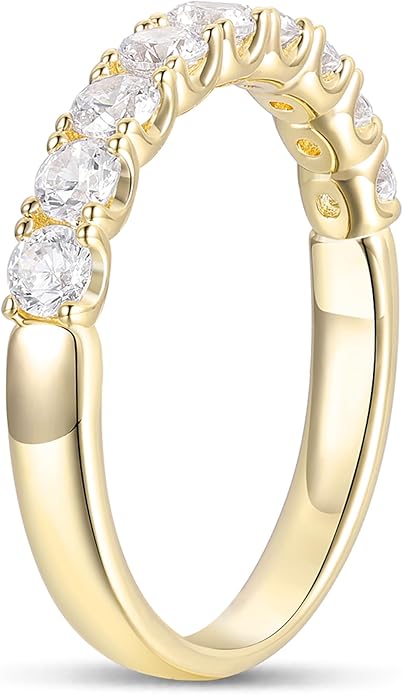 14K Gold Moissanite Rings 2.5mm Half Eternity Bands Womens Band Ring 14K Gold Moissanite Wedding Band for Women