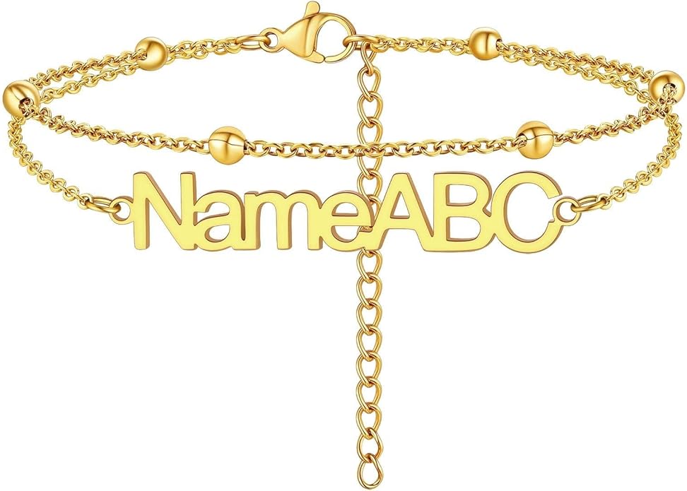 FindChic Custom Ankle Bracelets for Women, Stainless Steel Figaro/Cuban/Wheat/Rope/Herringbone Chain Anklets, Beach Foot Jewelry 8.5''-10.5'' Adjustable & Waterproof, with Gift Box