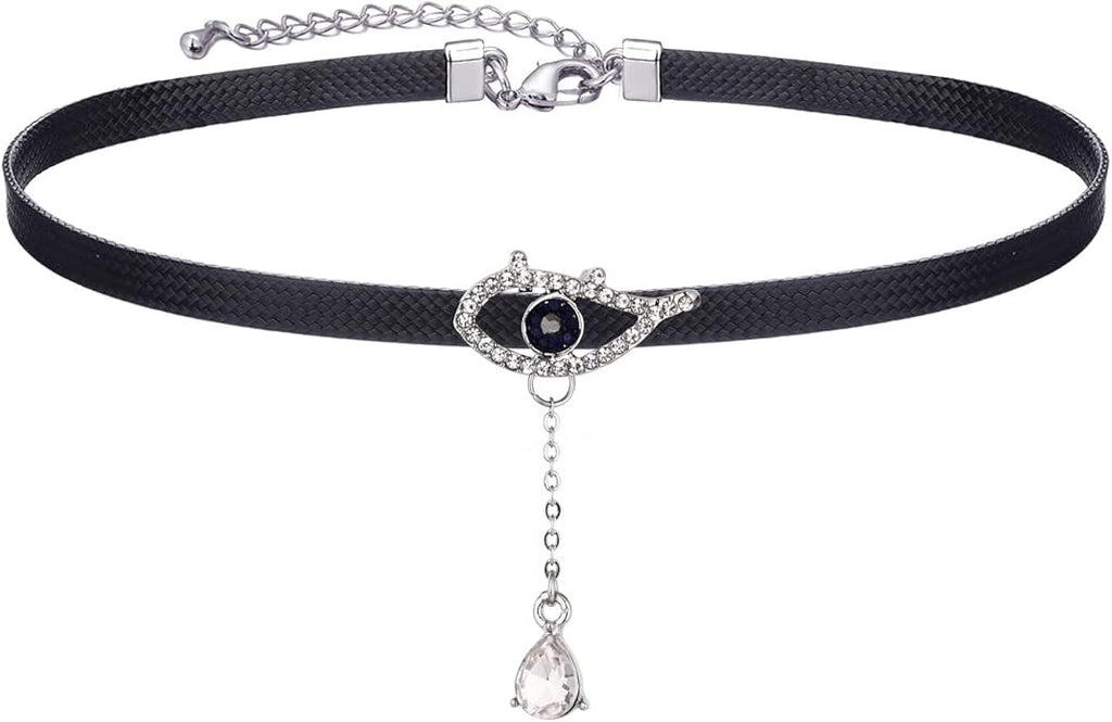Yonhon Black Choker Necklace for Women,Gold/Siver Tone Choker Necklace with Elegant Pendantant