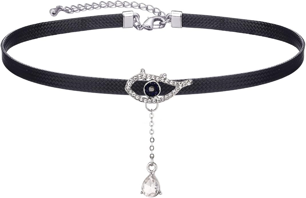 Yonhon Black Choker Necklace for Women,Gold/Siver Tone Choker Necklace with Elegant Pendantant