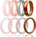 Egnaro Women's Bridal Rings Sets, Inner Arc Ergonomic Breathable Design Silicone Rubber Wedding Bands