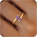 Honsny Gold Birthstone Rings for Women Non Tarnish 14K Gold Plated Adjustable Emerald Ring Cubic Zirconia Gemstone Promise Ring for Her Engagement Personalized Waterproof Jewelry Gifts for Birthday