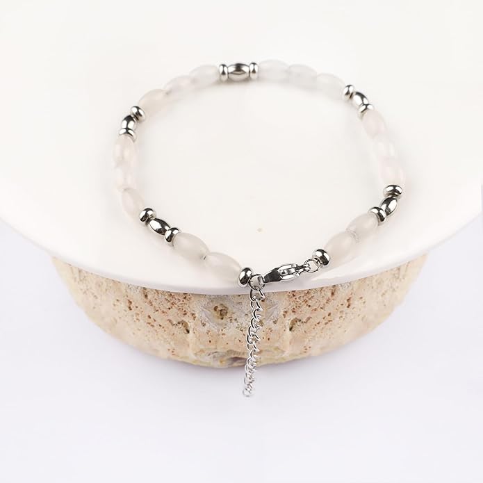 Natural Gem Stone Beaded Bracelets for Women Adjustable Stainless Steel Agate Lapis Tiger Eye Aventurine Rose Quartz