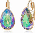 Teardrop Austrian Crystal Leverback Drop Earrings for Women 14K Rose Gold Plated Hypoallergenic Jewelry