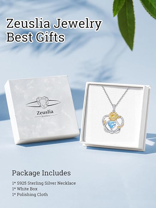 Valentine's Day Gifts for Wife 925 Sterling Silver Double Birthstone Pendant Necklaces I Love You for Always and Forever Necklace Anniversary Birthday Gifts for Wife Girlfriend Mom Her