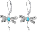 ONEFINITY Dragonfly Earrings 925 Sterling Silver Moonstone Leverback Dragonfly Dangle Drop Earrings Women Jewelry Gifts