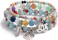 UEUC Tree of Life Yoga Healing Stone Bracelets,Multilayer Lotus Chakra Stone Reiki Bracelet Sets,Anxiety Crystal Natural Stone,for Women Stress Relief