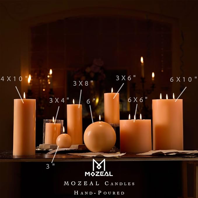 MOZEAL 3" x 6" Hand-Poured Unscented Candle, Dripless Pillar Candle Set of 3 - Image 4