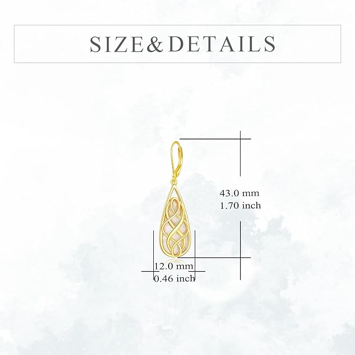 VONALA White Opal Celtic Knot Dangle Drop Earrings for Women 925 Sterling Silver Boho Chic Jewelry Gift for Women