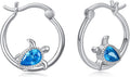 JUSTKIDSTOY Hypoallergenic Panda/Unicorn/Hummingbird/Dolphin Hoop Earrings for Women 925 Sterling Silver Animal Huggie Hoop Earrings Jewelry Gifts for Sensitive Ears