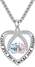 Birthstone Necklaces for Women I Love You for Always and Forever Heart Pendant Necklace Anniversary Jewelry Christmas Valentine Mothers Day Birthday Gifts for Her Wife Girlfriend
