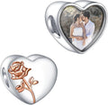 Annmors Personalized Photo Charms For Bracelets/Necklace 925 Sterling Silver Love Heart Shaped Engraved Customize Picture Gift for Birthday Mother's Day,Bead Charms Jewelry for Women