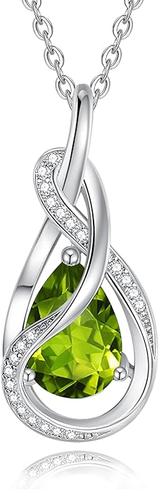FANCIME TimelessTie Birthstone Necklace for Women White Gold Plated Sterling Silver Ribbon Design Jewelry Knot Pendant Fine Jewelry Gemstone Birthday Graduation Anniversary Valentines Day Gifts for Women Wife Mother Her