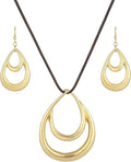 Madison Tyler Gold Plated Jewelry Set for Women | Silver Teardrop Pendant Necklace Trendy | Long Necklace with Snake Chain | Fashion Dangle Earring Set