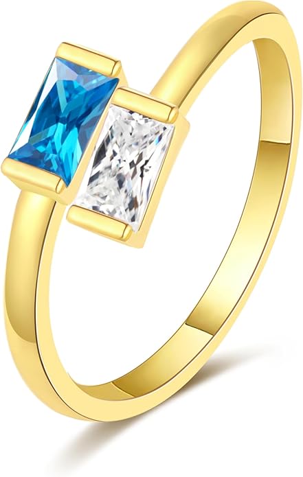 Honsny Gold Birthstone Rings for Women Non Tarnish 14K Gold Plated Adjustable Emerald Ring Cubic Zirconia Gemstone Promise Ring for Her Engagement Personalized Waterproof Jewelry Gifts for Birthday