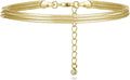 JINEAR Gold Ankle Bracelets for Women，14K Gold Plated Waterproof Chain Herringbone Layered Beaded Anklets Adjustable Summer Beach Jewelry Gift for Women