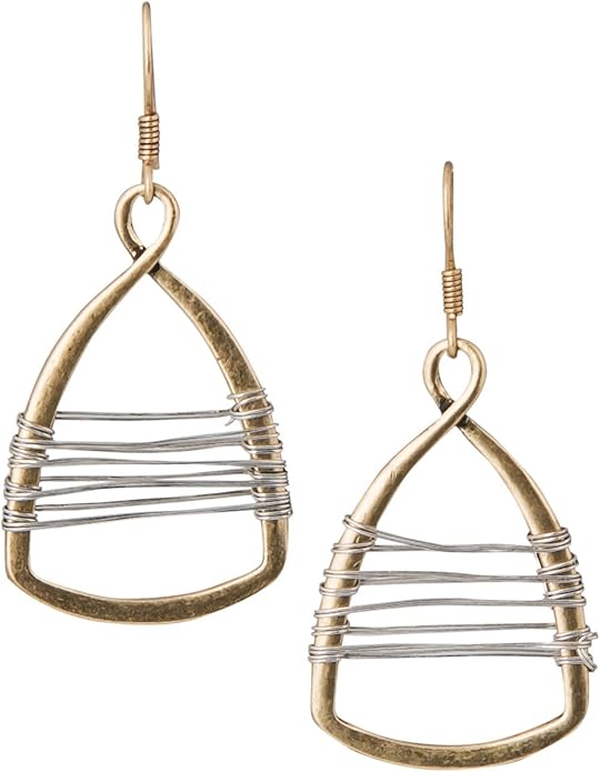 Silver with Gold Wire Copper Toned Handmade Teardrop Earrings