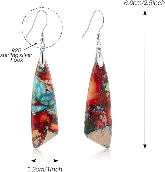 SELOVO Jasper Stone Earrings for Women Trendy Dangle Earrings Fishhook Drop Earrings