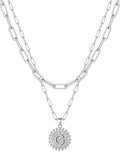 Yoosteel Valentines Gifts for Women Her - Gold Layered Initial Necklaces for Women 14K Gold Plated Dainty Layering Paperclip Link Chain Necklace Coin Initial Necklace Birthday Gifts for Teen Girls