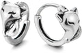 Stainless Steel Fox Head Hoop Earrings for Women Animal Inspired Huggie Earrings Hoops