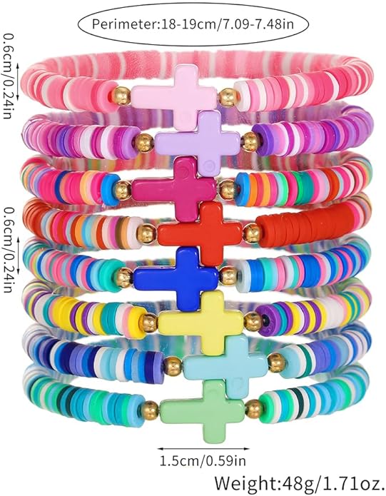 Friendship Bracelets Boho Stackable Bracelets for Women Surfer Heishi Clay Bead Bracelets Stretch Preppy Bracelets Colorful Boho Bracelets for Women