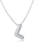 SKQIR Diamond Initial Letter Necklace for Women Bubble Gold Plated Puffy Balloon Alphabet Crystal Zircon Pendant Name Necklace Dainty Charms Trendy Jewelry Gift for Women
