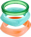 3PCS Colorful Acrylic Resin Bangle Bracelet for Women Boho Geometric Acetate Plate Bracelet Trendy Christmas Jewelry