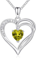 925 Sterling Silver Heart Necklace for Women Birthstone Necklace Silver Jewelry for Womens Jewelry Gifts for Women Her Mom