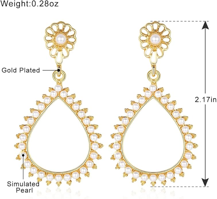 mecresh Flower Teardrop Bridal Wedding Dangle CZ Earrings in Silver/Gold Tone for Women Girl Bride Gift …