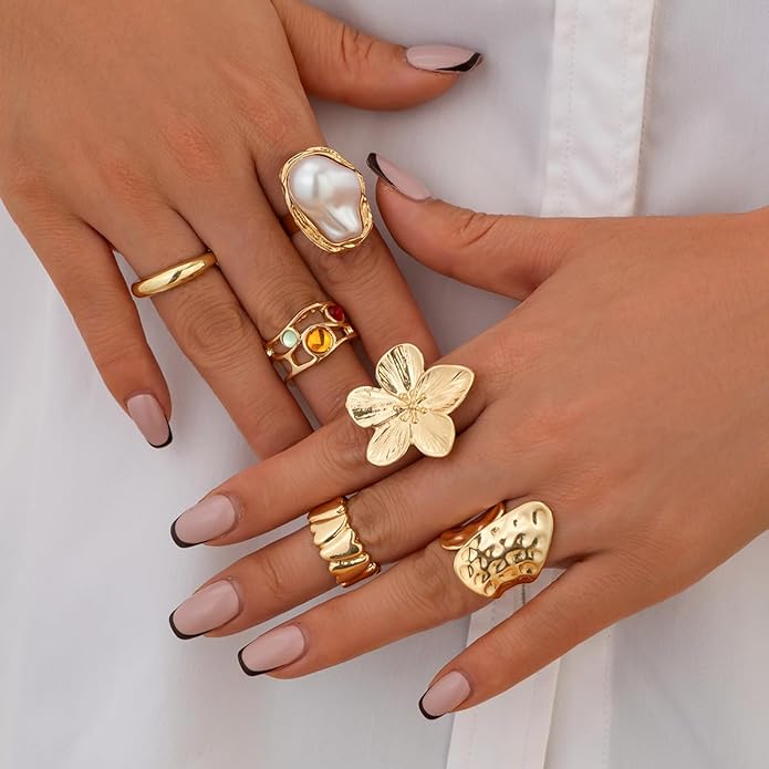 Sora Tuki Rings for Women Chunky Rings Set Adjustable Stackable Ring for Women Bold Thick Statement Ring Trendy Chunky Jewelry