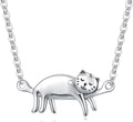 Step Forward Sterling Silver Cat Necklace for Women - Cat Jewelry Gifts for Cat Lovers, Hummingbird Necklace for Her, Mother's Day Birthday Graduation Christmas Gift