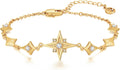 Cicy Bell Womens 18k Gold Plated White Shell Cubic Zirconia Square Cross Adjustable Chain Link Bracelets 6.69" with 2" Extender