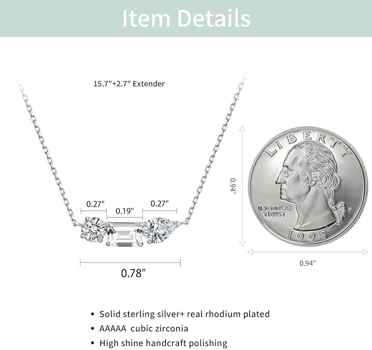 S.Leaf Cluster Diamond Necklace for Women 925 Sterling Silver Cubic Zirconia Emerald Drop Round-cut Pendant Choker Necklaces for Women Birthday Gifts