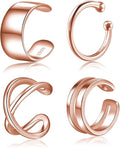 CHIC & ARTSY 925 Sterling Silver Ear Cuffs for Women, Non Piercing Clip On Cartilage Cuffs, Adjustable Fake Conch & Helix Earrings, Gold Plated & Oxidized Various Styles