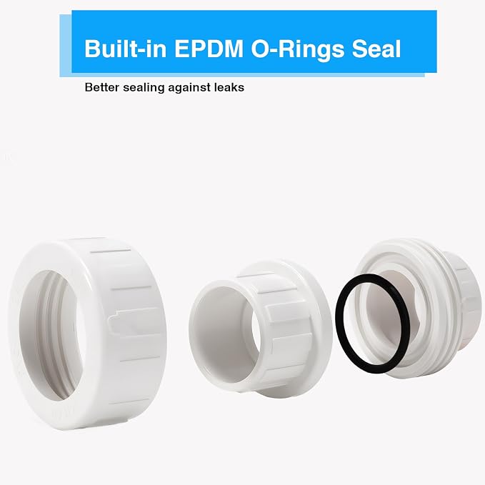 3/4 Inch PVC Union Coupling Pipe Fitting 3/4 Inch Schedule 40 Slip Union Adapter - Image 3